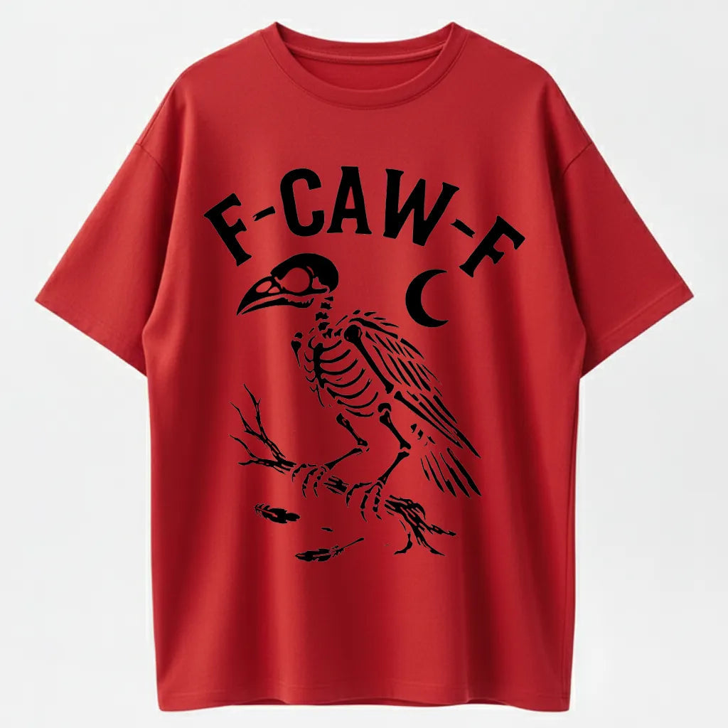 F-CAW-F Crow Skeleton Graphic Halloween T-Shirt