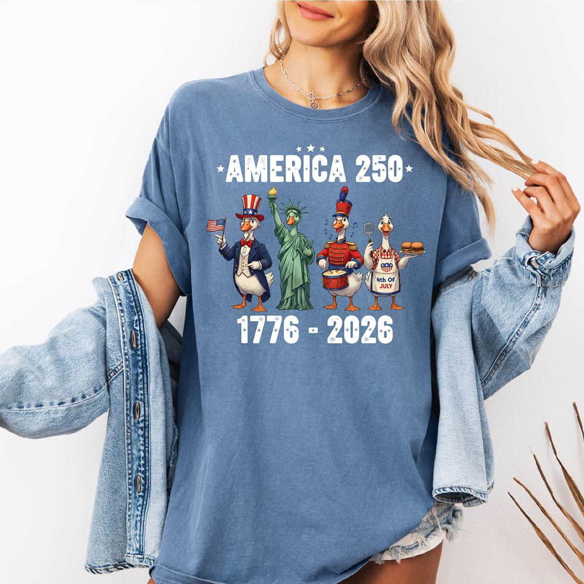 Women's Casual Multi-Color American 250 Printed T-Shirt