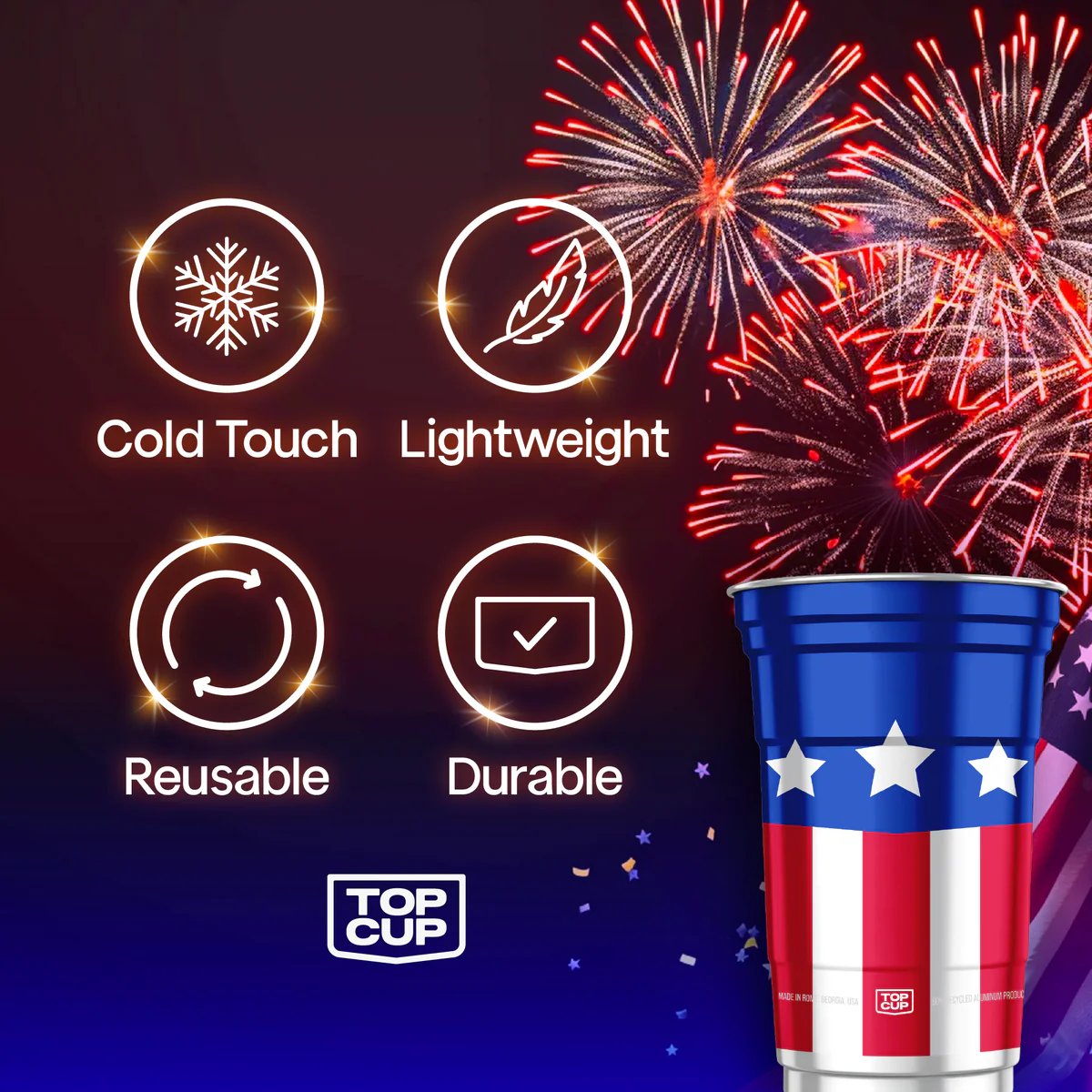 🇺🇸 250th Anniversary Patriotic Aluminum Party Cups
