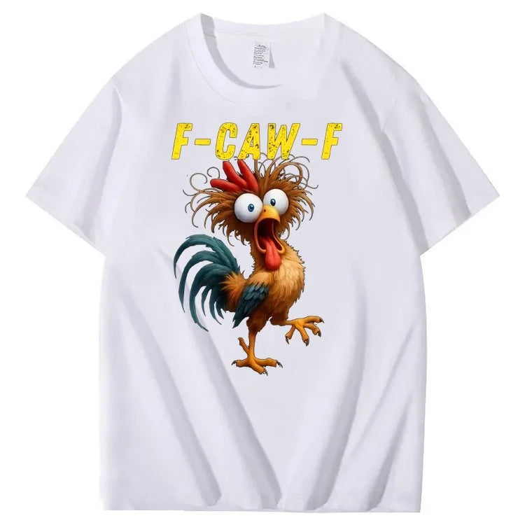 F-Caw-F Crazy Chicken Pattern100% Cotton T-Shirt