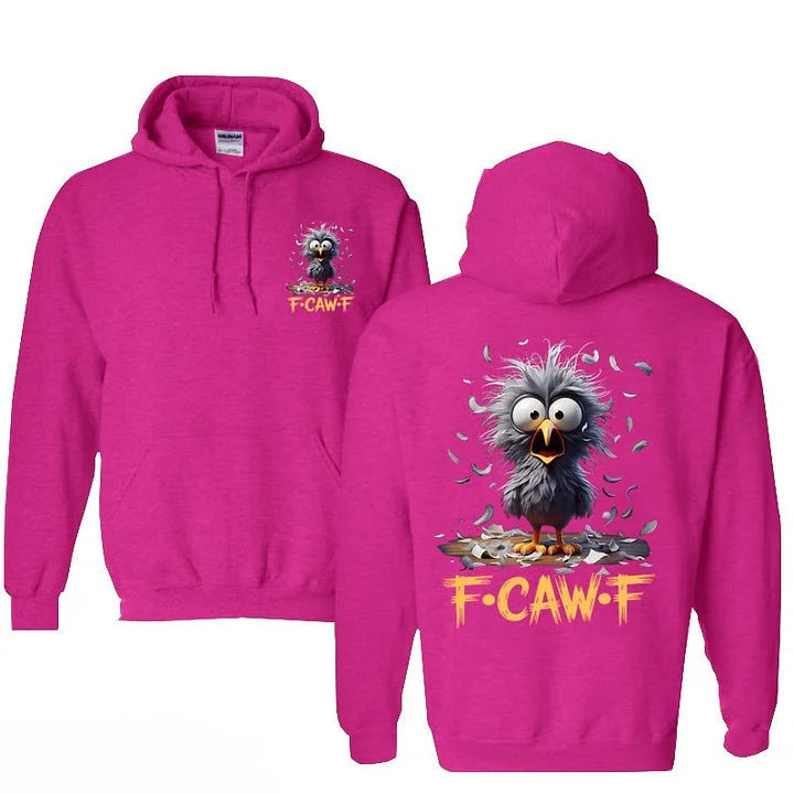 Cartoon Humor caw F Cotton Hooded Sweatshirt