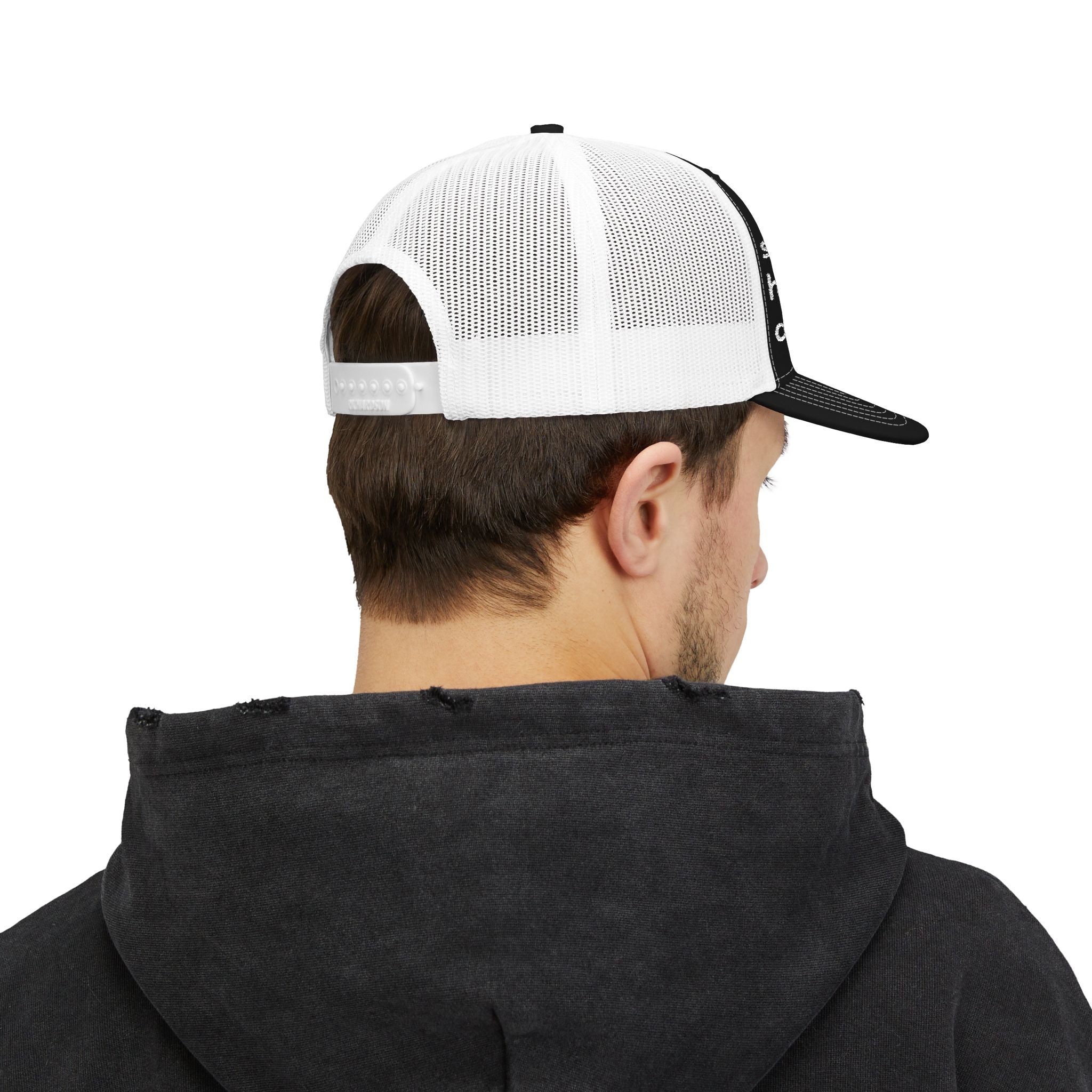 Embroidered Trucker Hat — "anger hides sadness sadness hides anger" Mesh Snapback