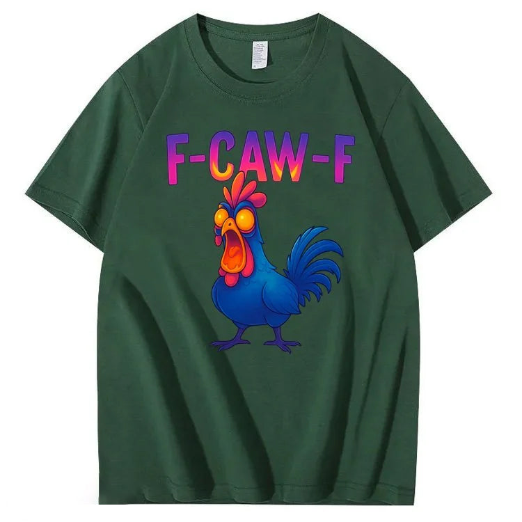 F-Caw-F Color Gradient Chicken Pattern100% Cotton T-Shirt