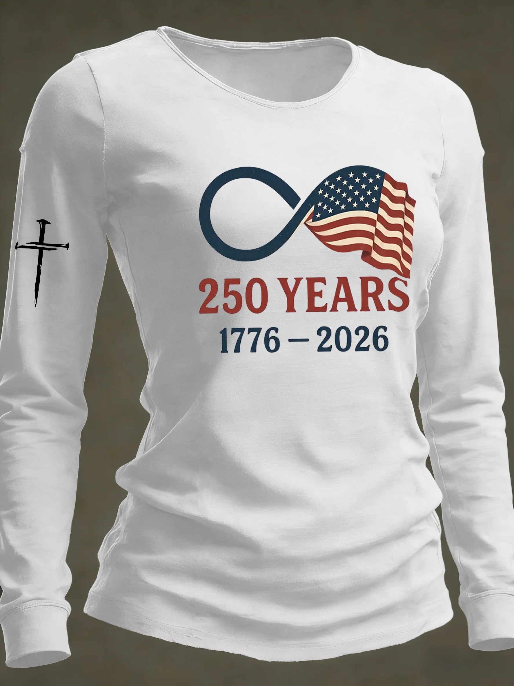 Women's 250th Anniversary National Flag Print Casual Long-Sleeved T-Shirt