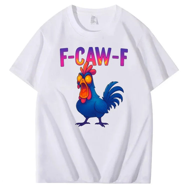 F-Caw-F Color Gradient Chicken Pattern100% Cotton T-Shirt