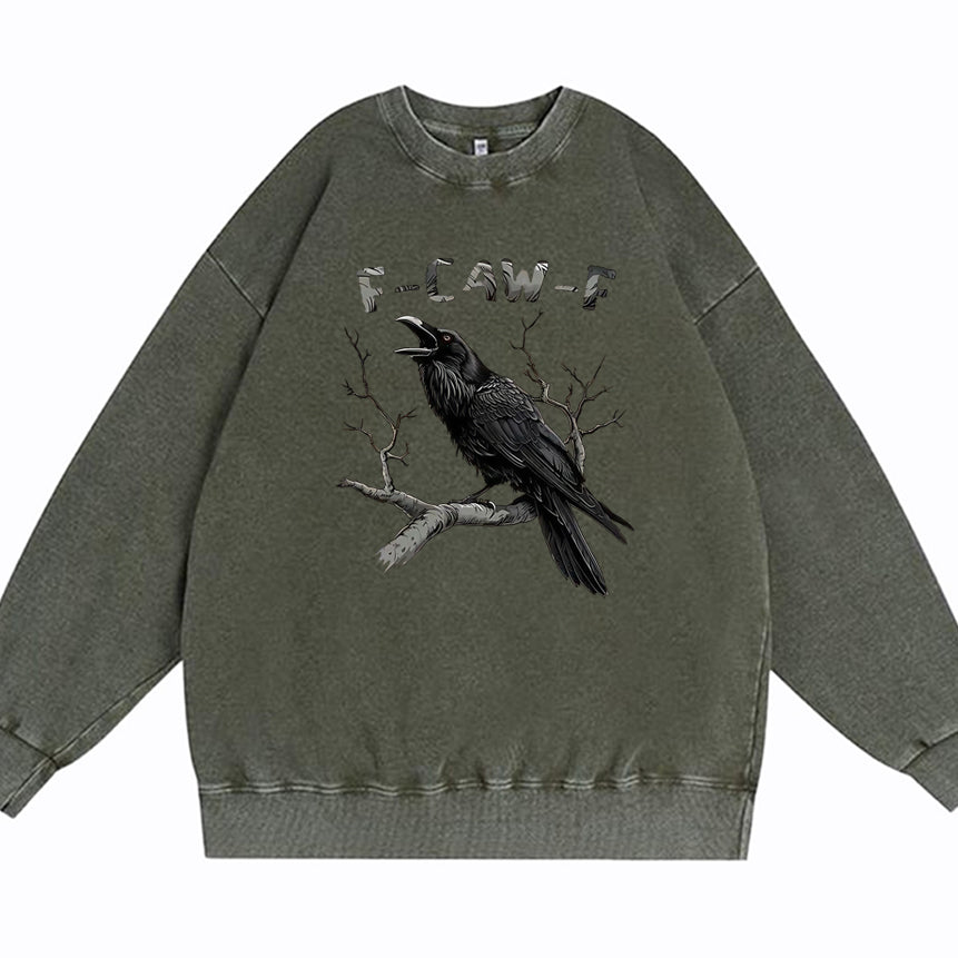 F-Caw-F Crow Cotton Washed Long Sleeve Sweatshirt/Shirt