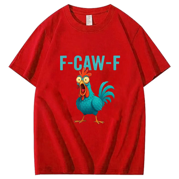 F-Caw-F Crazy Blue Chicken Pattern100% Cotton T-Shirt
