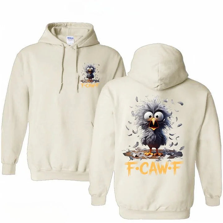 Cartoon Humor caw F Cotton Hooded Sweatshirt