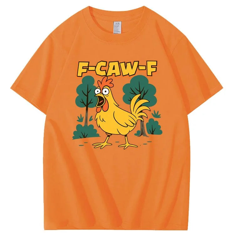 F-Caw-F Crazy Shock Chicken Pattern100% Cotton T-Shirt