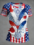Women's USA EST.1776 Feather Mandala Print T-Shirt