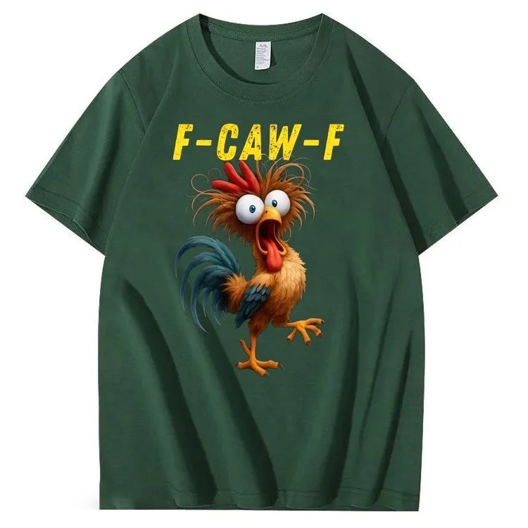 F-Caw-F Crazy Chicken Pattern100% Cotton T-Shirt