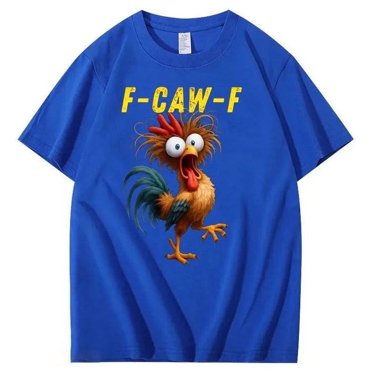 F-Caw-F Crazy Chicken Pattern100% Cotton T-Shirt