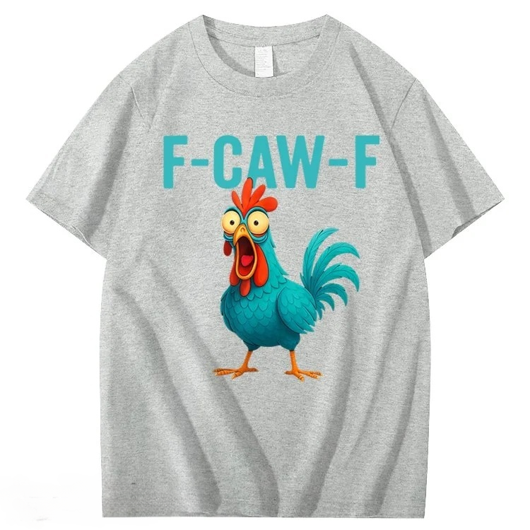 F-Caw-F Crazy Blue Chicken Pattern100% Cotton T-Shirt