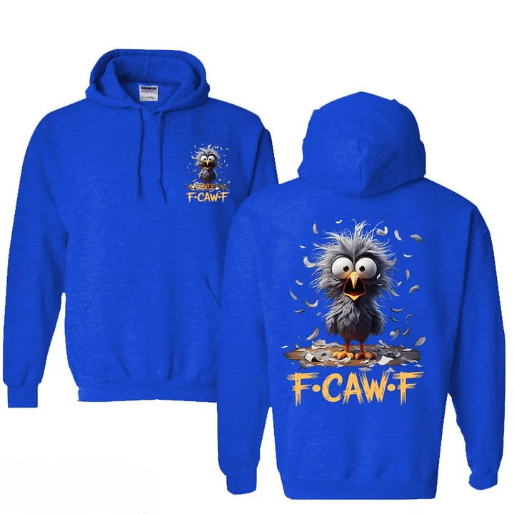 Cartoon Humor caw F Cotton Hooded Sweatshirt