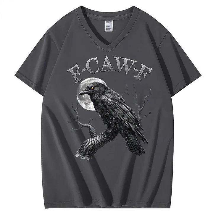 F-Caw-F Crow 100% Cotton V Neck T-Shirt