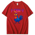 F-Caw-F Color Gradient Chicken Pattern100% Cotton T-Shirt
