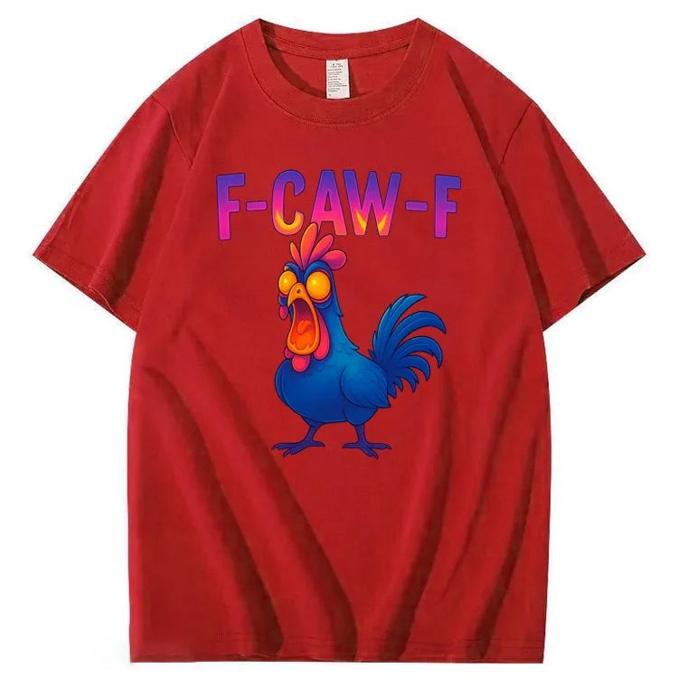 F-Caw-F Color Gradient Chicken Pattern100% Cotton T-Shirt
