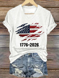 Women's 250th Anniversary National Flag Print Casual Short-Sleeve T-Shirt