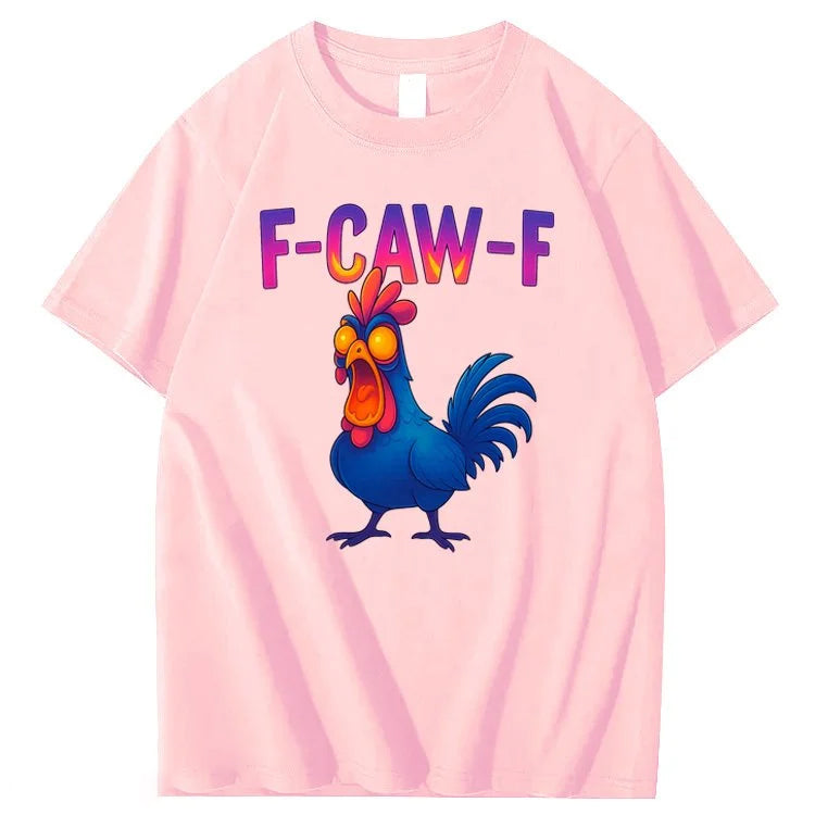 F-Caw-F Color Gradient Chicken Pattern100% Cotton T-Shirt