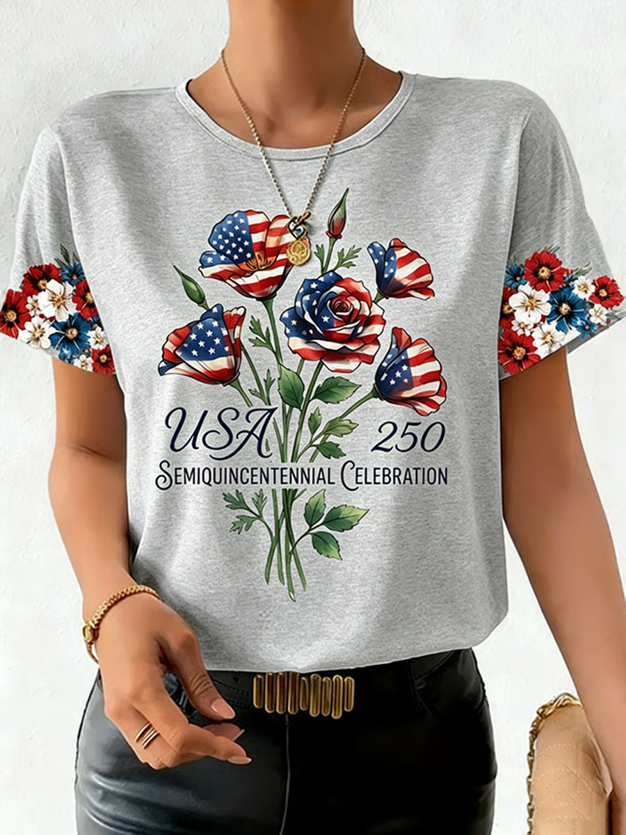 Women's Fashion American 250th Anniversary Short-Sleeved T-Shirt