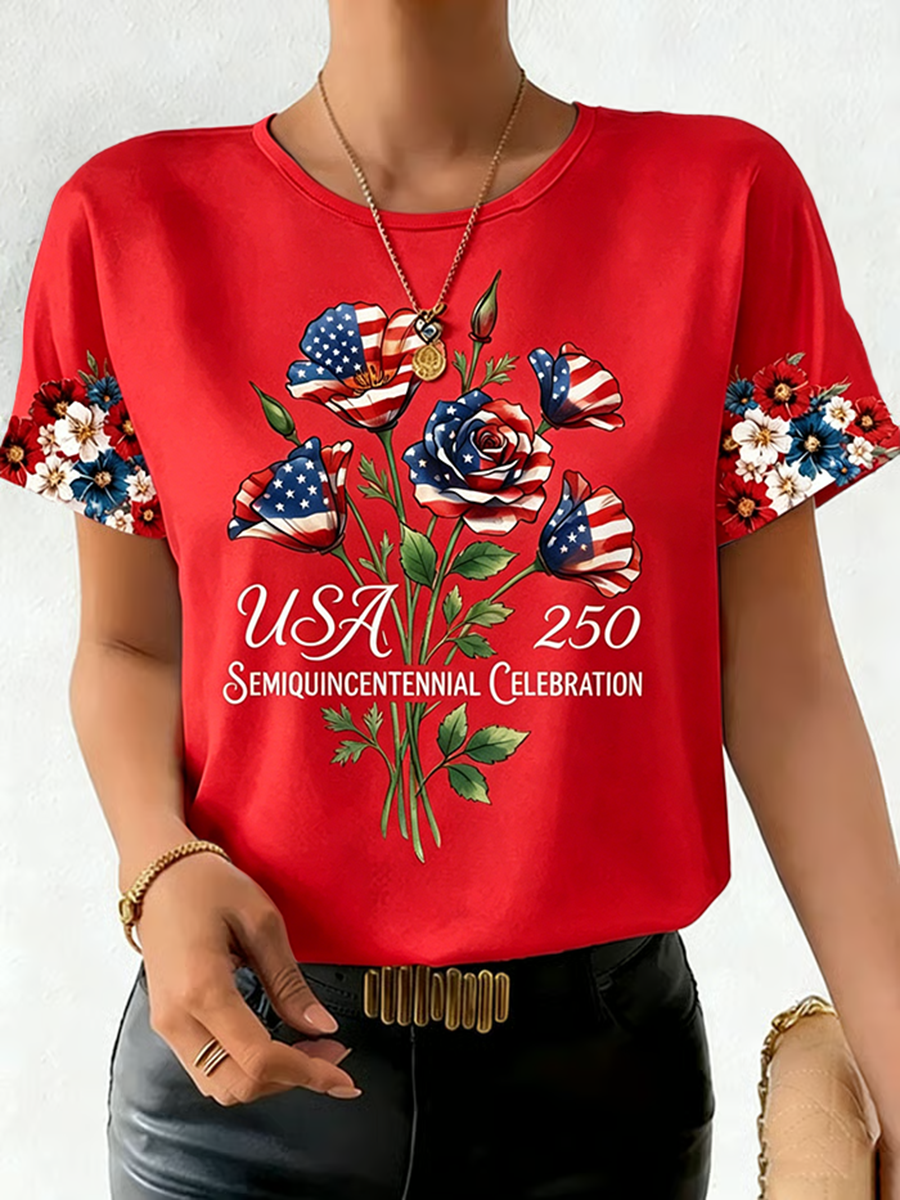 Women's Fashion American 250th Anniversary Short-Sleeved T-Shirt