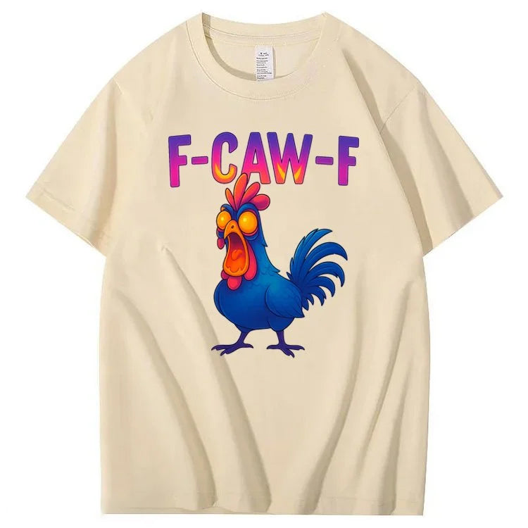 F-Caw-F Color Gradient Chicken Pattern100% Cotton T-Shirt
