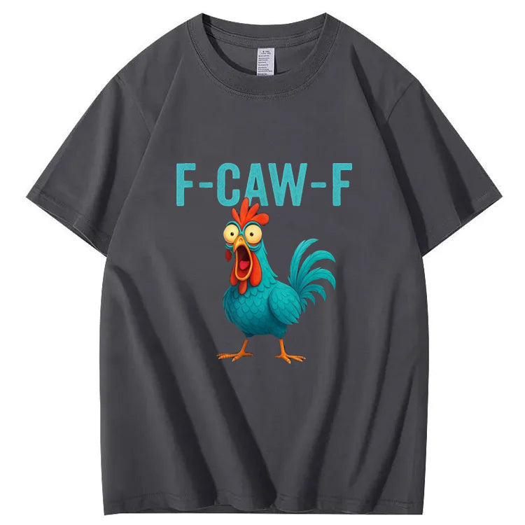 F-Caw-F Crazy Blue Chicken Pattern100% Cotton T-Shirt