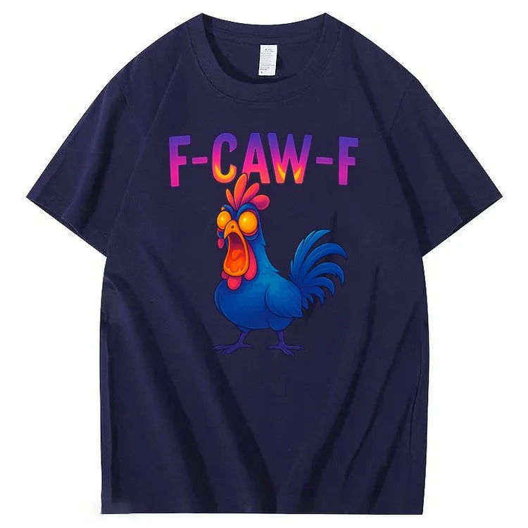 F-Caw-F Color Gradient Chicken Pattern100% Cotton T-Shirt