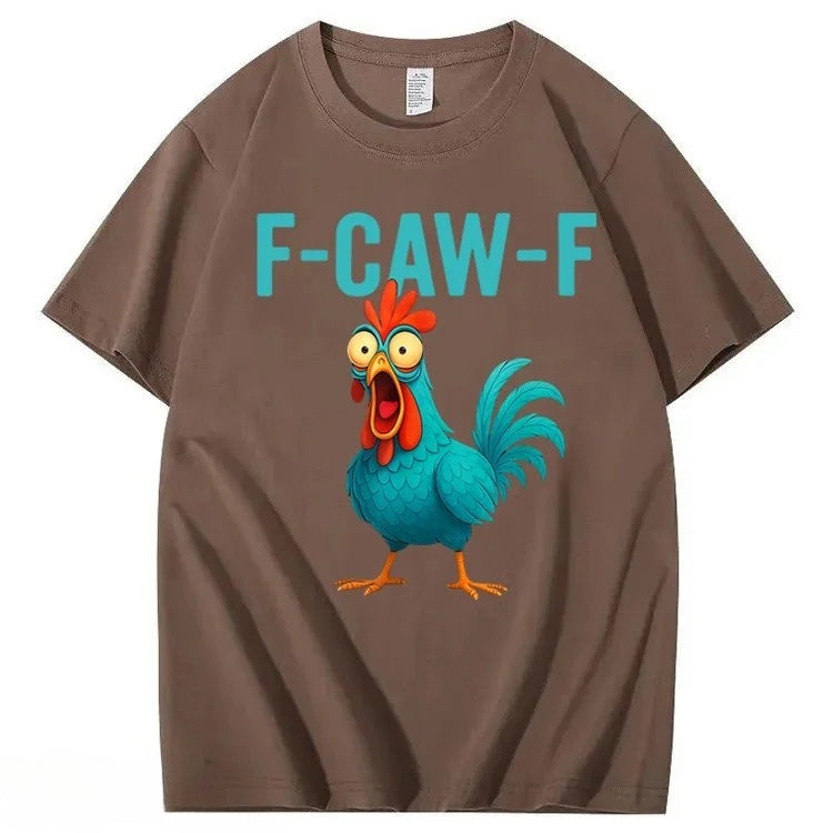 F-Caw-F Crazy Blue Chicken Pattern100% Cotton T-Shirt