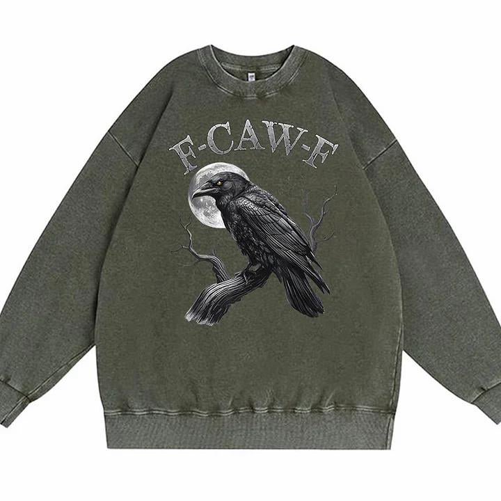 F-Caw-F Crow Cotton Washed Long Sleeve Sweatshirt/Shirt