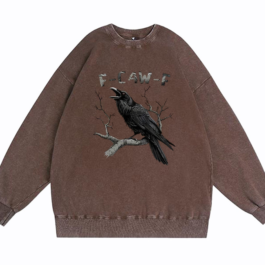 F-Caw-F Crow Cotton Washed Long Sleeve Sweatshirt/Shirt