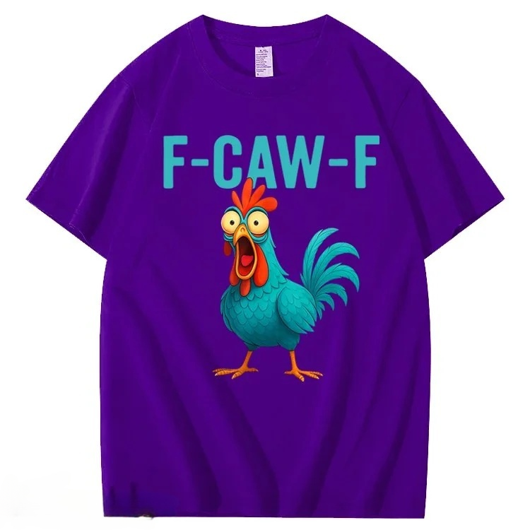 F-Caw-F Crazy Blue Chicken Pattern100% Cotton T-Shirt