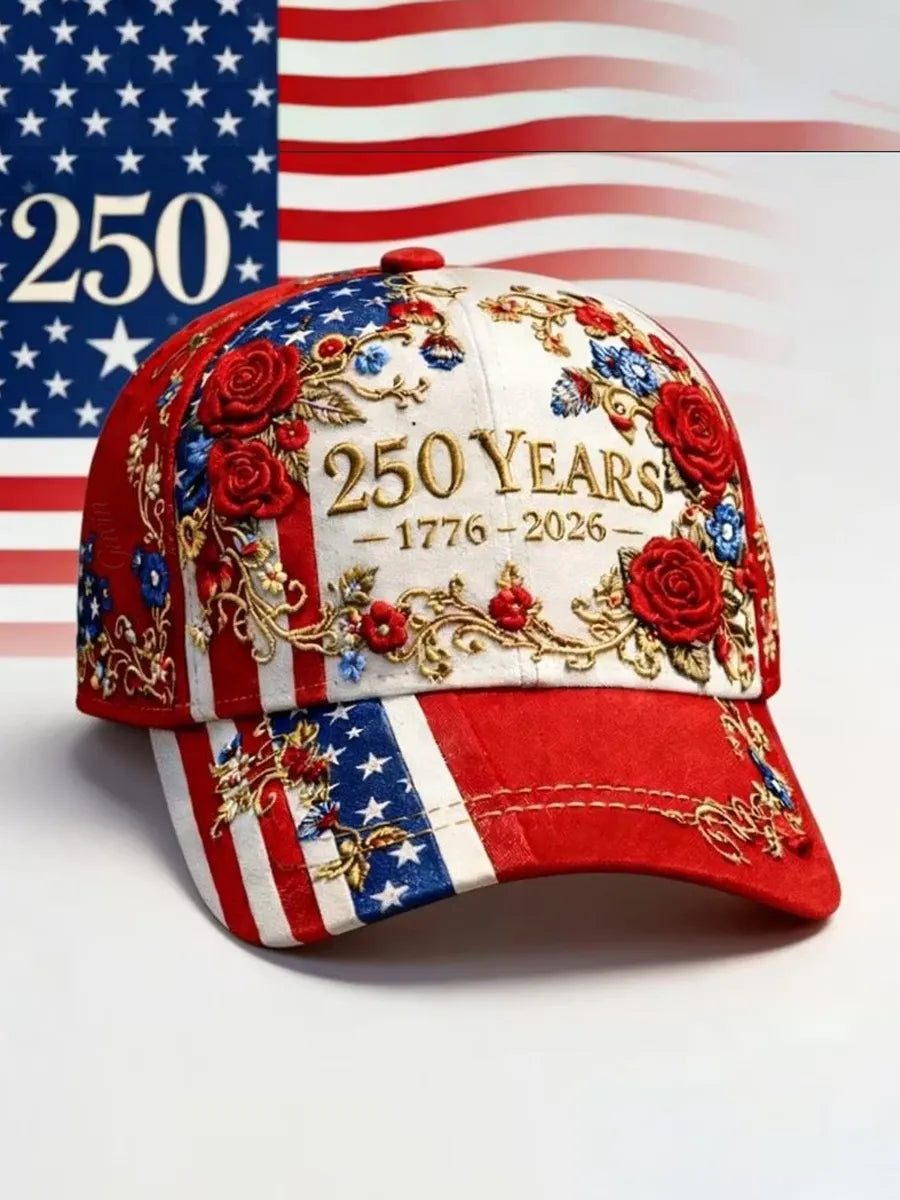Men'S 250 Years Of Freedom Floral Stars And Stripes Print Baseball Cap