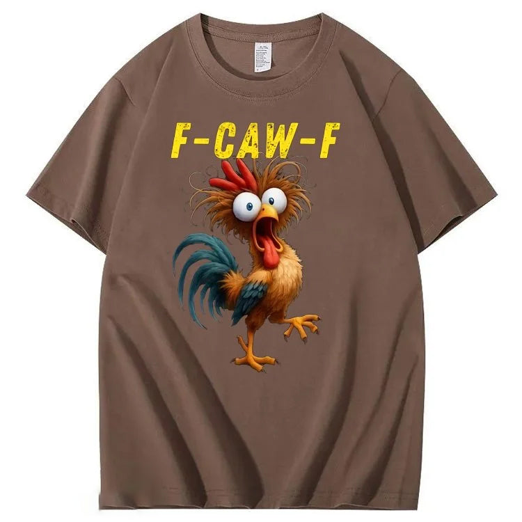 F-Caw-F Crazy Chicken Pattern100% Cotton T-Shirt