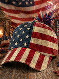 Unisex Retro American Flag Printed Baseball Cap