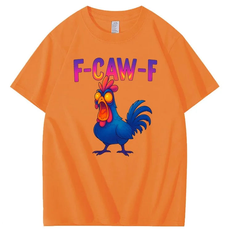 F-Caw-F Color Gradient Chicken Pattern100% Cotton T-Shirt