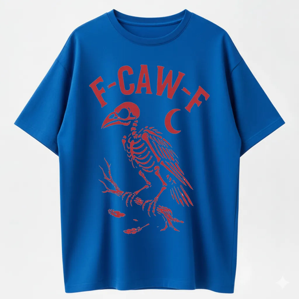 F-CAW-F Crow Skeleton Graphic Halloween T-Shirt