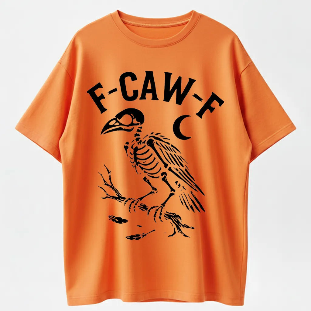F-CAW-F Crow Skeleton Graphic Halloween T-Shirt