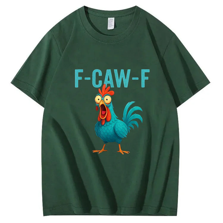 F-Caw-F Crazy Blue Chicken Pattern100% Cotton T-Shirt