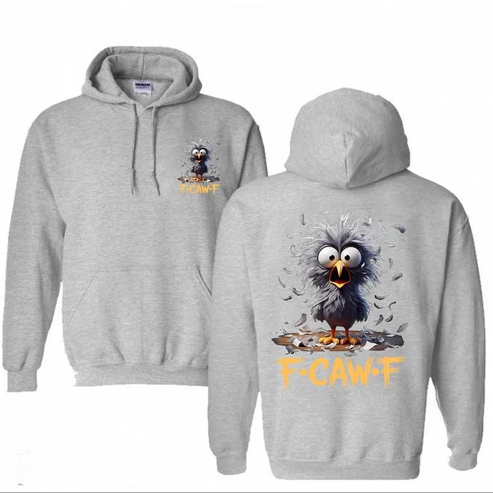 Cartoon Humor caw F Cotton Hooded Sweatshirt