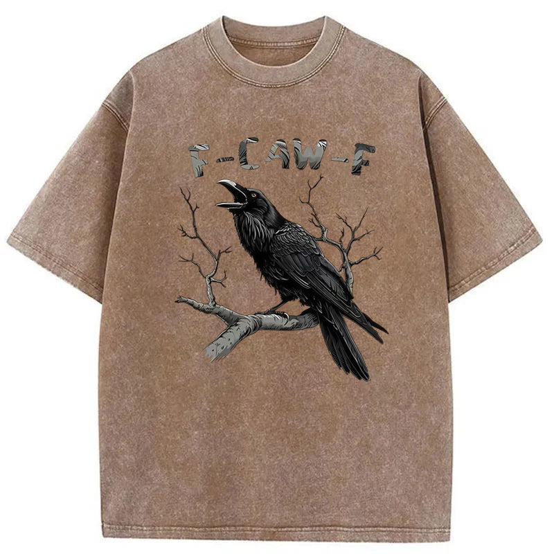 F-Caw-F Crow Washed Cotton T-Shirt