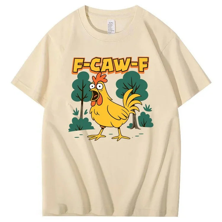 F-Caw-F Crazy Shock Chicken Pattern100% Cotton T-Shirt