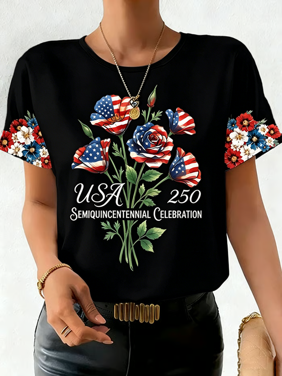 Women's Fashion American 250th Anniversary Short-Sleeved T-Shirt