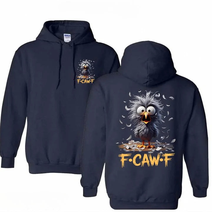 Cartoon Humor caw F Cotton Hooded Sweatshirt