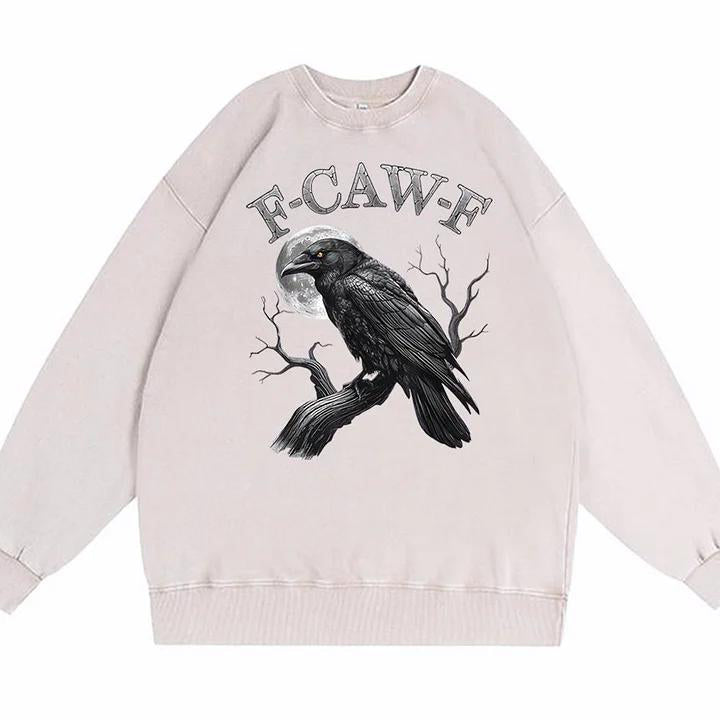 F-Caw-F Crow Cotton Washed Long Sleeve Sweatshirt/Shirt