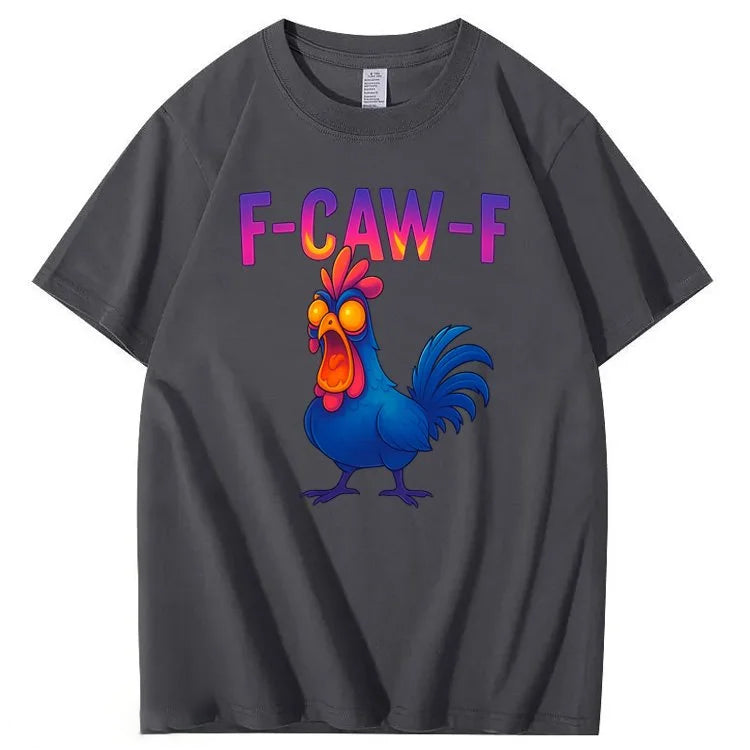 F-Caw-F Color Gradient Chicken Pattern100% Cotton T-Shirt