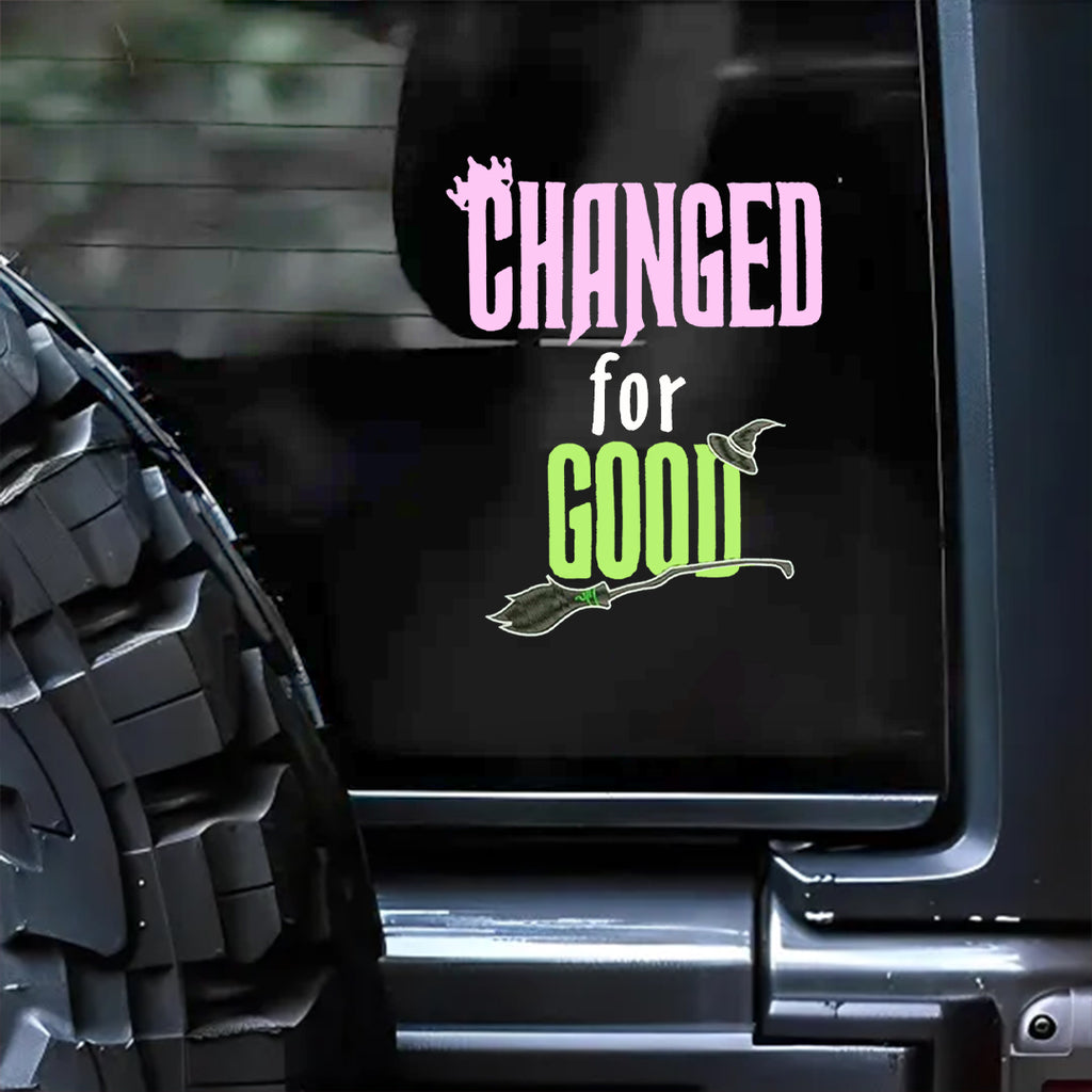 Wicked Changed For Good Crown, Hat and Broom Sticker