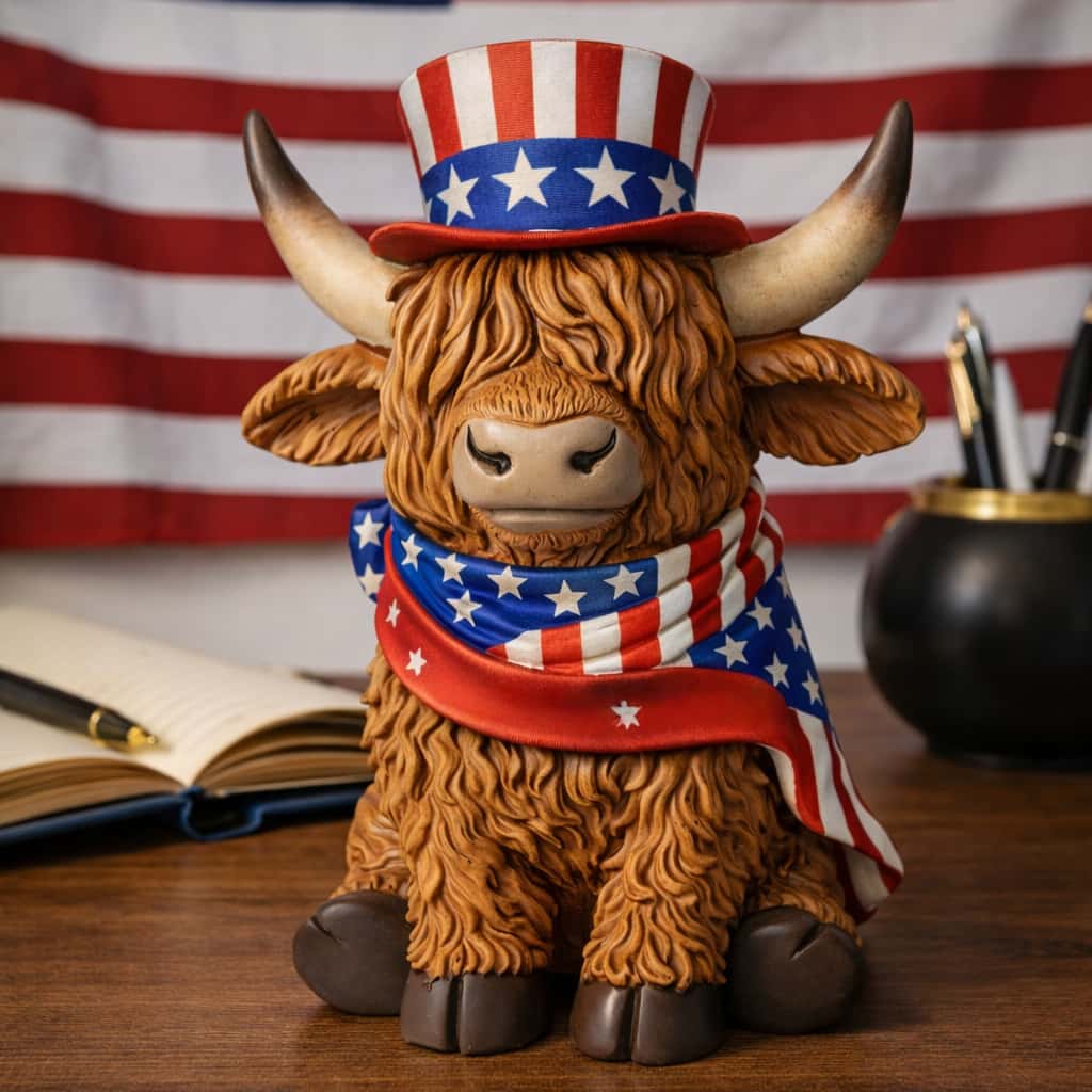 America’s 250th Anniversary Highland Cow Figurine