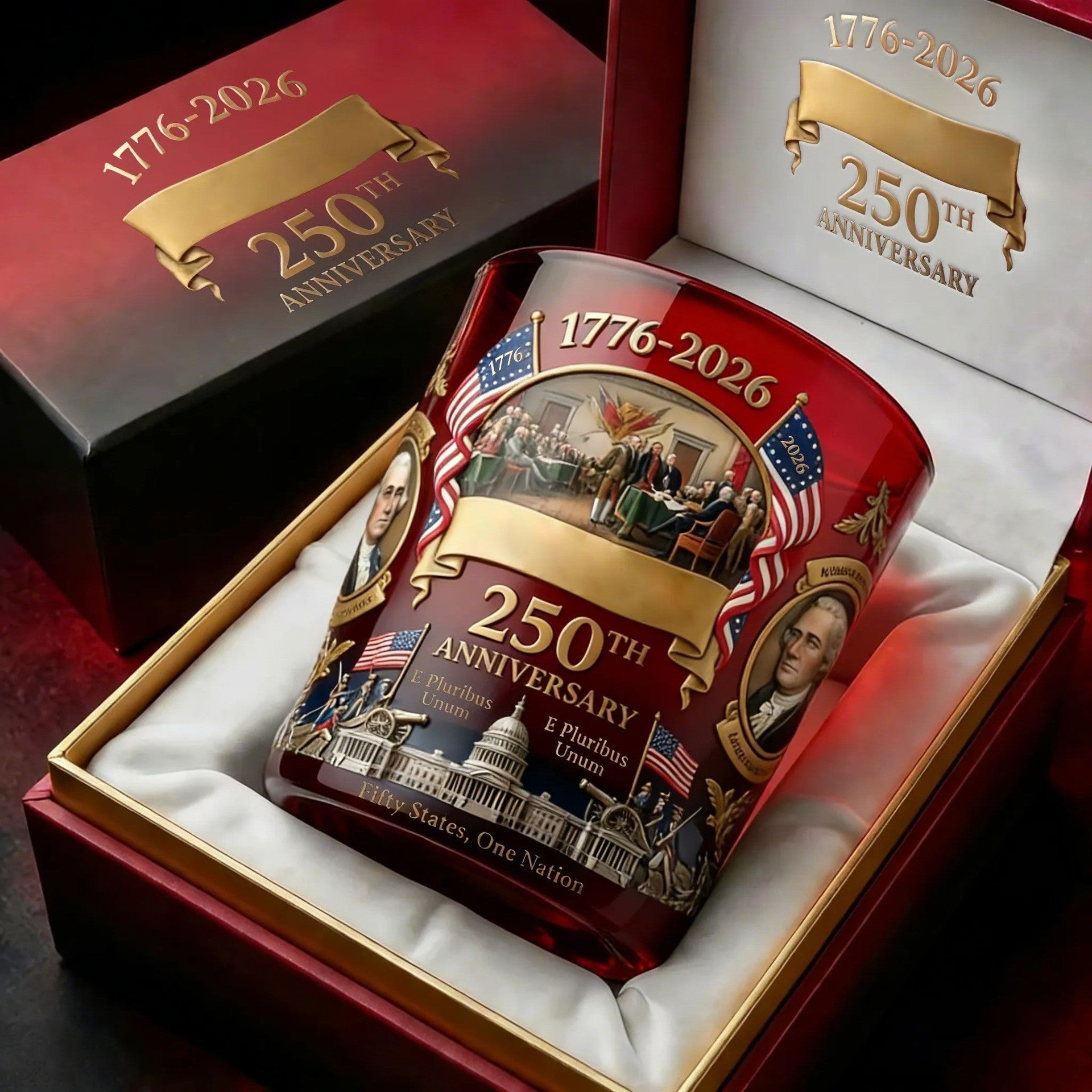 Limited Edition 2026 USA 250th Anniversary Commemorative Glass – 1776-2026 Heritage Edition