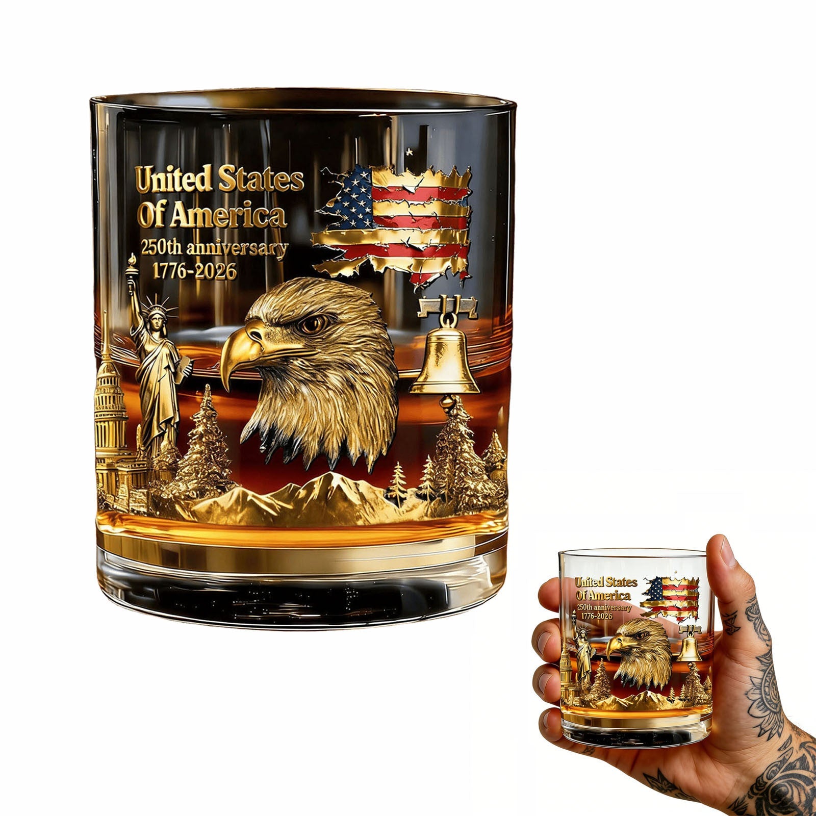 Limited Edition 2026 USA 250th Anniversary Commemorative Glass – 1776-2026 Heritage Edition